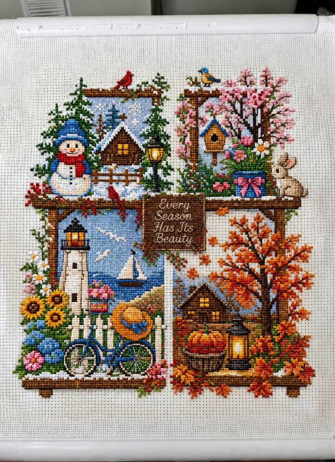 Four Seasons Cottage Charm Cross Stitch Pattern Instant Download PDF