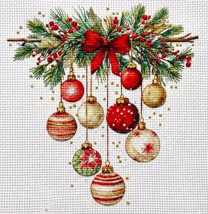 Festive Ornaments Cross Stitch Pattern Instant Download
