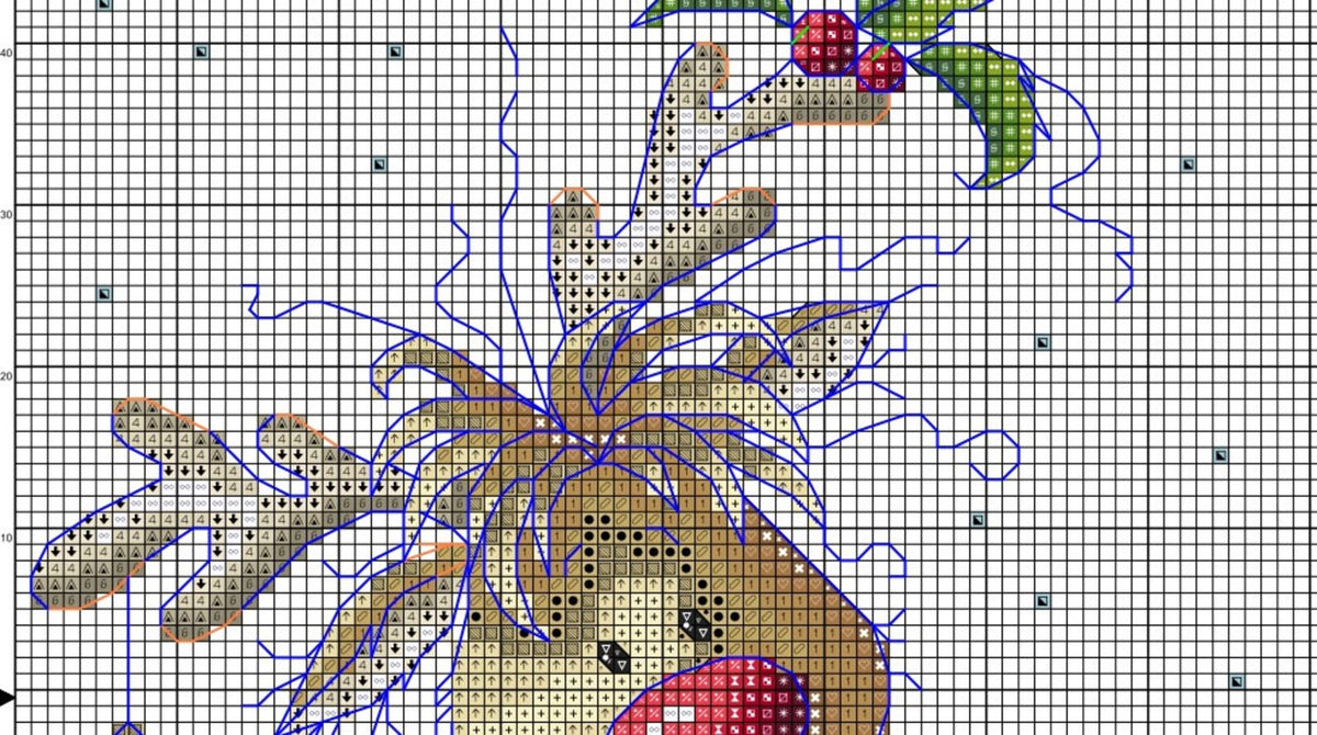 Cross-stitch scheme Christmas deer Embroidery pattern PDF