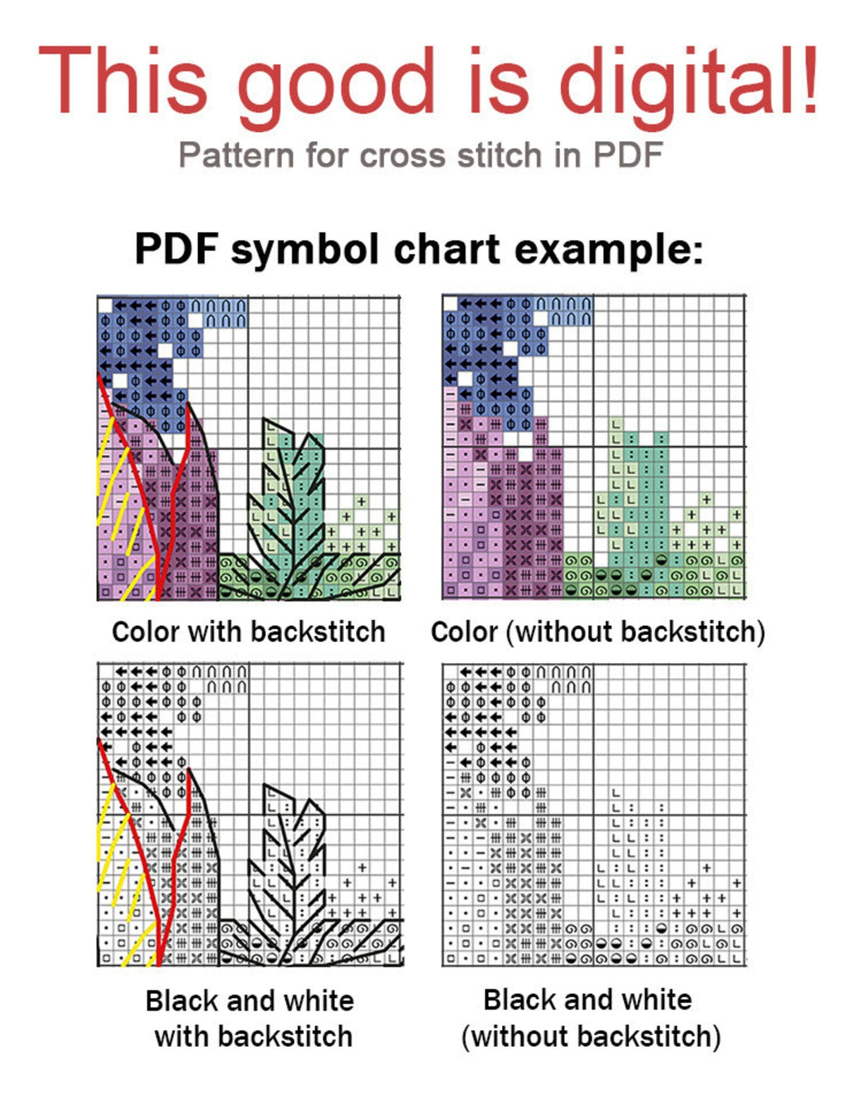 Cross Stitch Pattern Angel Cat and Demon Cat DMC Chart Printable PDF Instant Downl