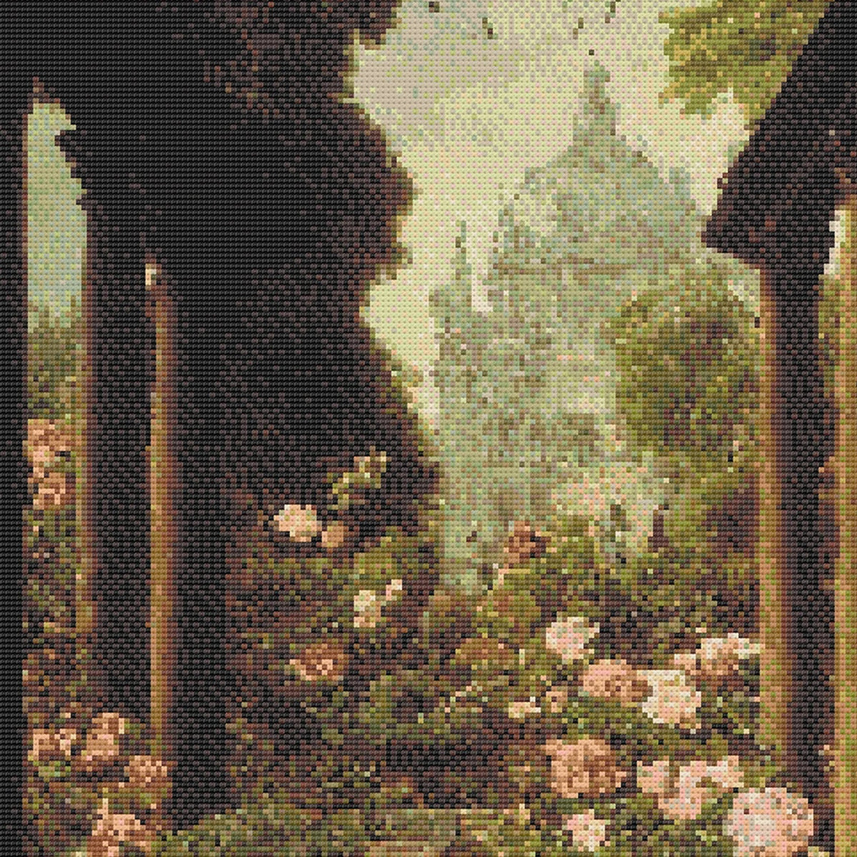 Victorian Rose Garden Cross Stitch Pattern | Vintage Botanical Cross Stitch Chart | Landscape Cross Stitch Art | Unique Cross Stitch