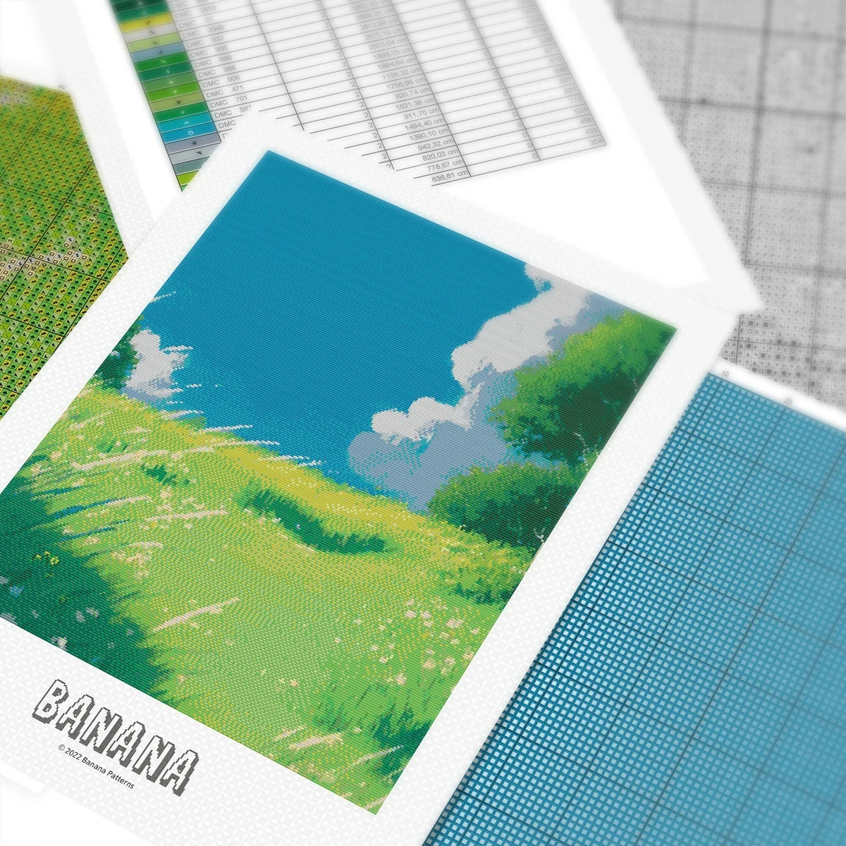 Ghibli inspired Meadow Cross Stitch Pattern | Landscape Cross Stitch Chart Download | Nature Cross Stitch | Anime Cross Stitch PDF
