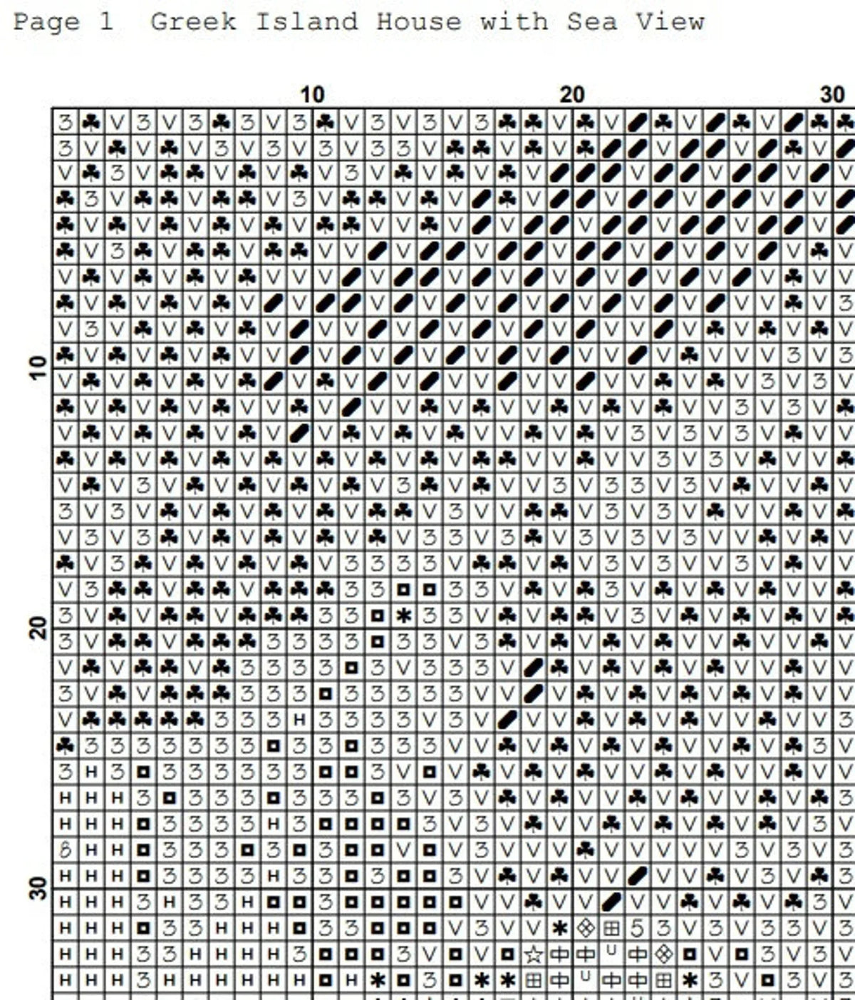 Cross Stitch Pattern,Greek Island House With Sea View,Pdf Instant Download,Greece Cityscape,X Stitch Chart,Santorini,Mykonos,Full Coverage