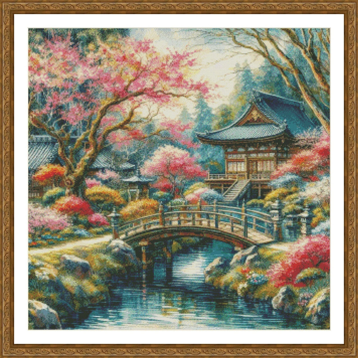 PDF Japanese Garden Counted Cross Stitch Pattern, Landscape design, Instant Download Digital format