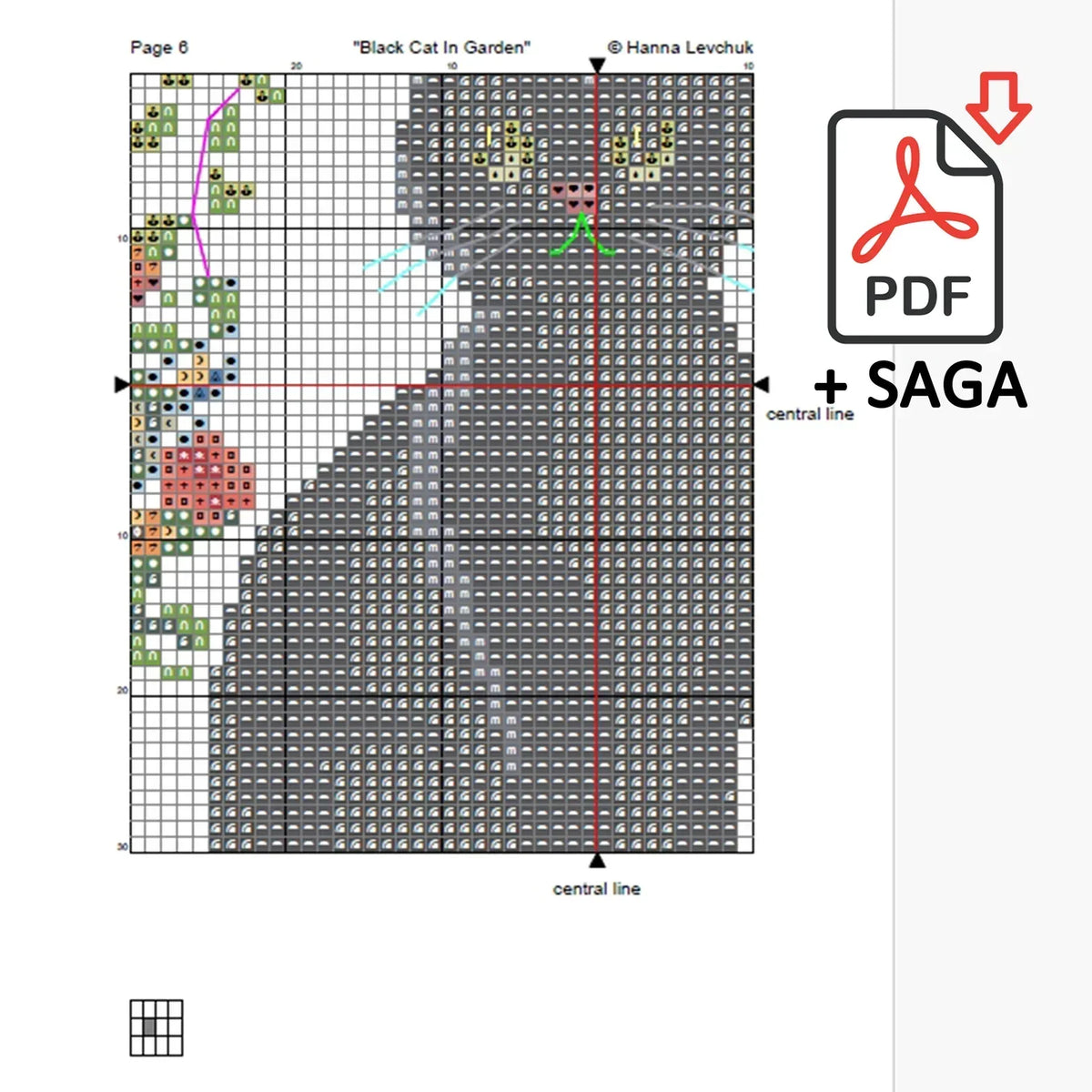 Set of Two Black Cat Cross Stitch Pattern, Cat Cross Stitch, punto de cruz, Cross Stitch Pattern Flower, punto de cruz