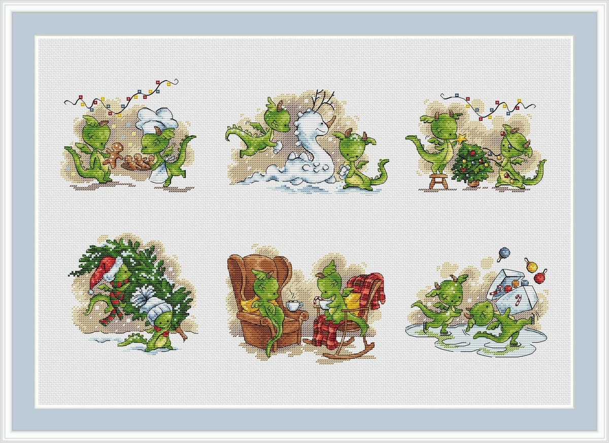 Christmas Dragons Cross Stitch Pattern