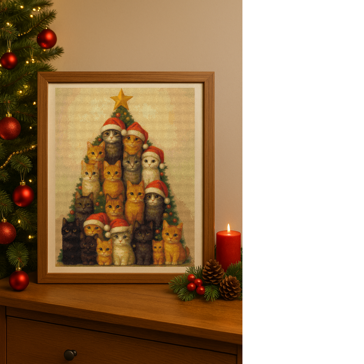 Kitty Christmas Tree Cross Stitch Pattern, PDF + SAGA,Instant Digital Download