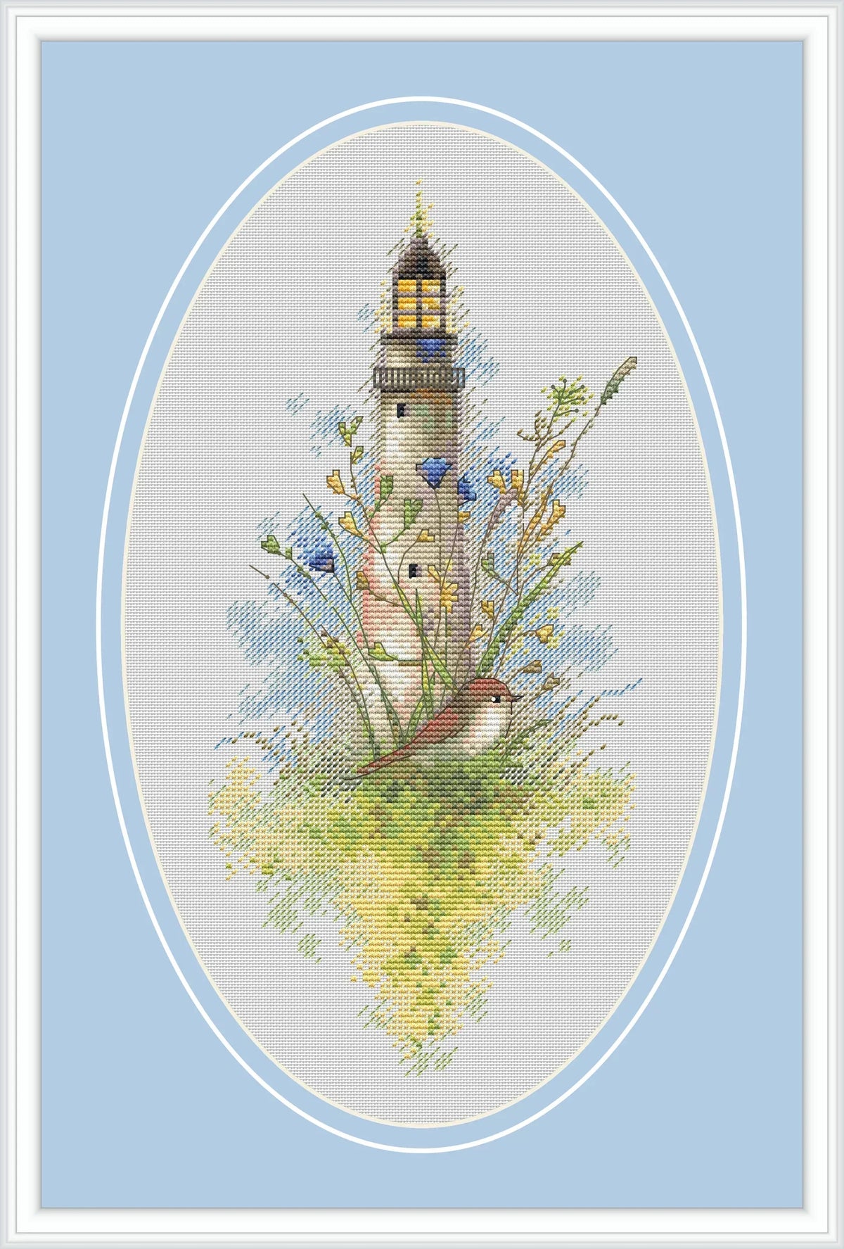 The Lighthouse and the Bird Cross Stitch Pattern PDF Instant Download