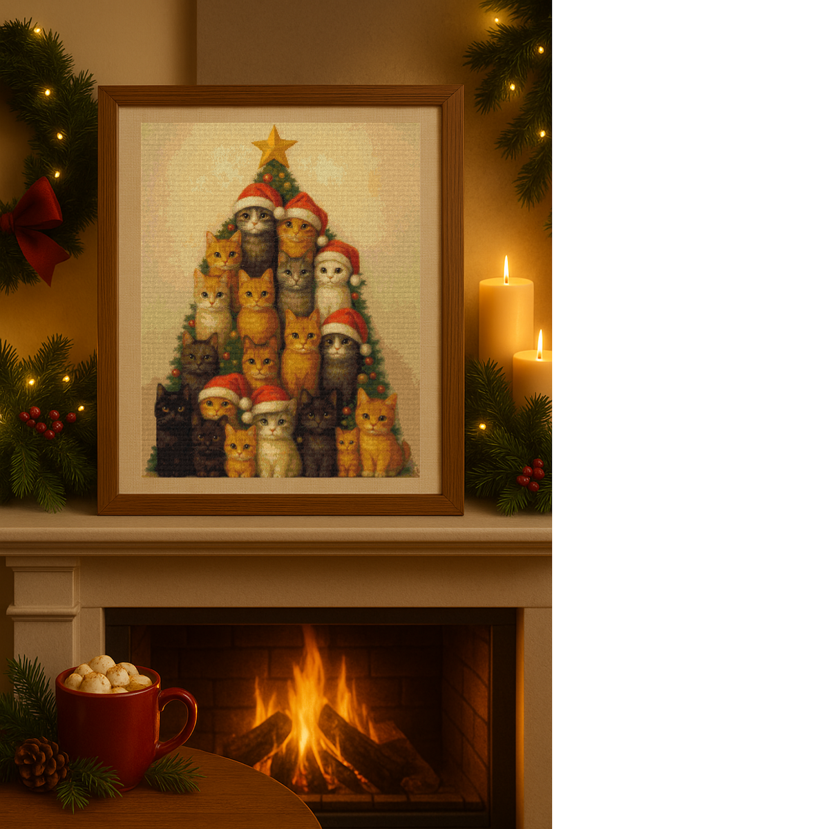 Kitty Christmas Tree Cross Stitch Pattern, PDF + SAGA,Instant Digital Download