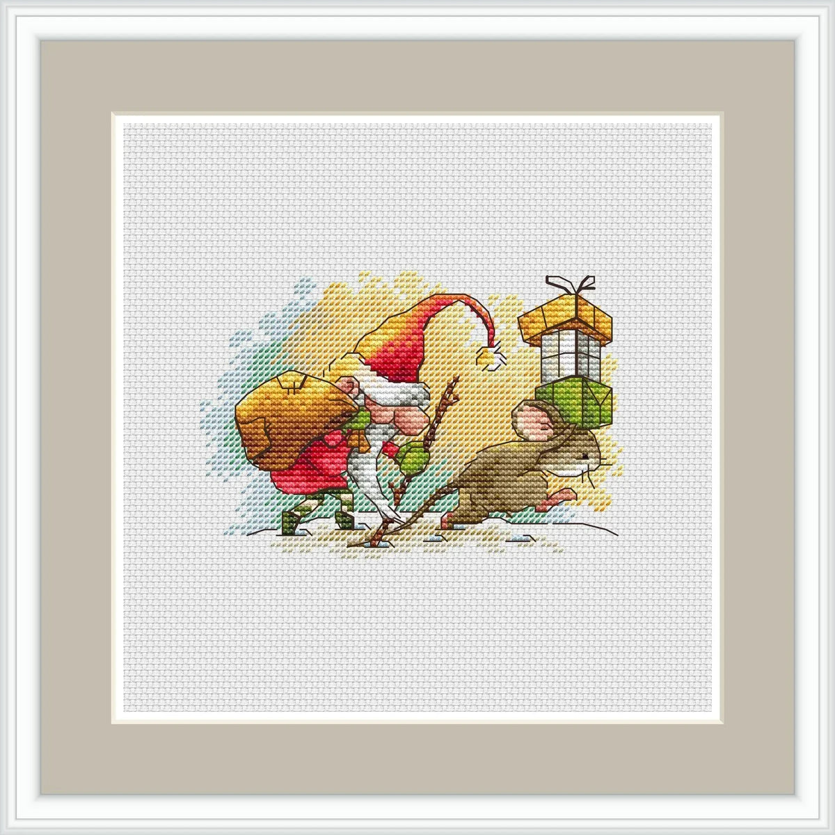Gnome and Mouse 3 Cross Stitch Pattern