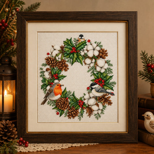 Cozy Winter Wreath Cross Stitch Pattern Instant Download PDF