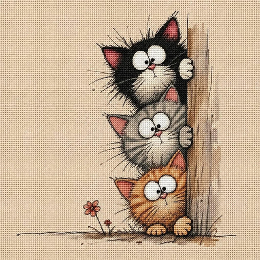Peekaboo Cats Cross Stitch Pattern PDF Instant Download