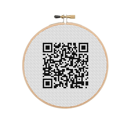 Rickroll QR code Cross Stitch Pattern PDF Instant Download