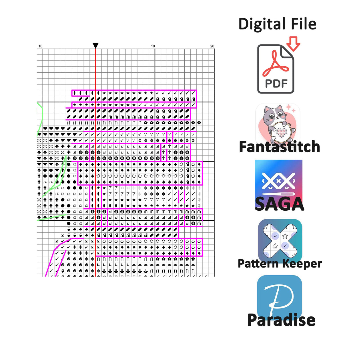 Walking Girl With a Books Bookmark Cross Stitch Pattern, PDF Download