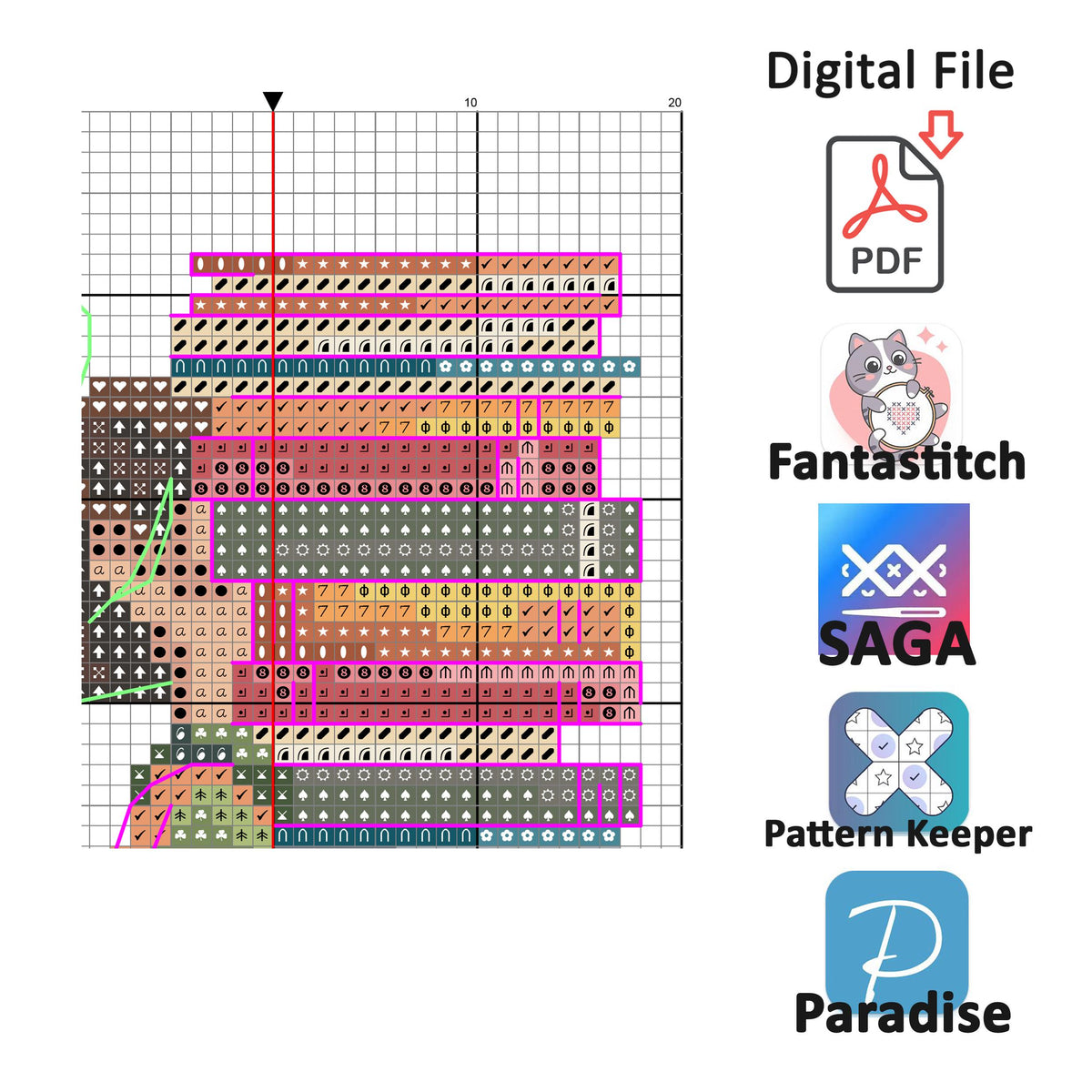 Walking Girl With a Books Bookmark Cross Stitch Pattern, PDF Download