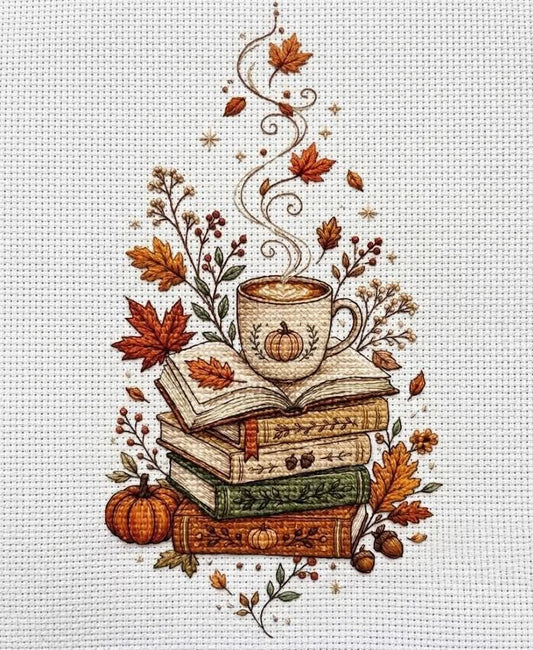 A Cup of Autumn Cross Stitch Pattern  Instant Download PDF