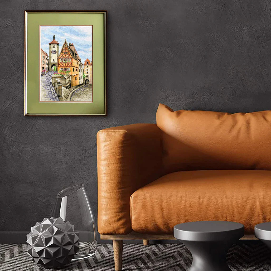 European cityscape cross stitch 'Rothenburg ob der Tauber' counted pattern - Instant Download in PDF