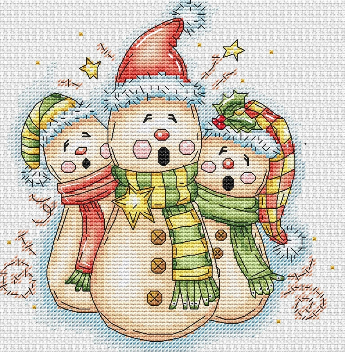 Cross-stitch scheme Christmas showmen Embroidery pattern PDF