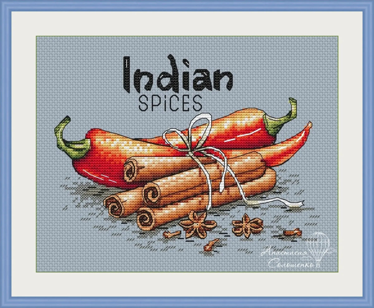 Cross-stitch scheme Spices of India Embroidery pattern PDF