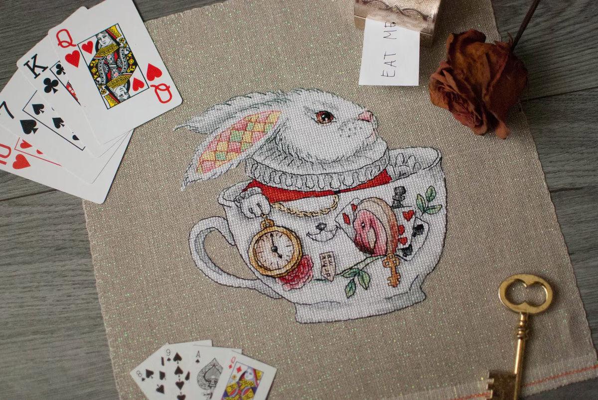 Cross Stitch Pattern White Rabbit (Alice in Wonderland) DMC Embroidery Chart Printable PDF Instant Download