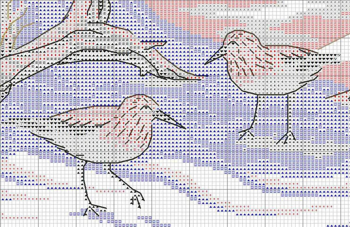 Beauty of the Beach Counted Cross Stitch Pattern Digital Pattern Modern Decor Landscape Pattern Hand Embroidery Needlepoint Seagulls Sea