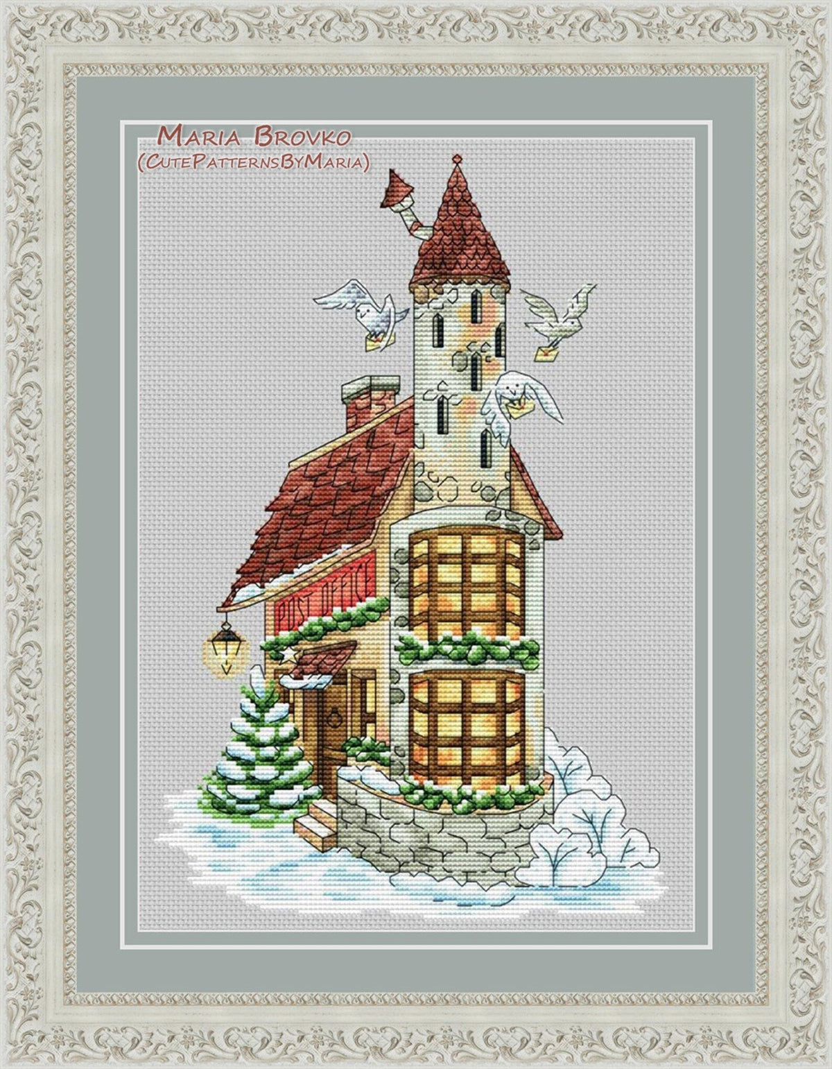 Cross Stitch Pattern Owl Post Office DMC Embroidery Chart Printable PDF Instant Download