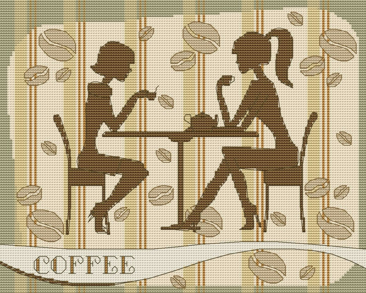 Girlfriend Cup Coffee Kitchen Cross Stitch Pattern Pattern Kitchen Still Life Modern Decor Pattern Cups Mugs Embroidery Needlepoint chart