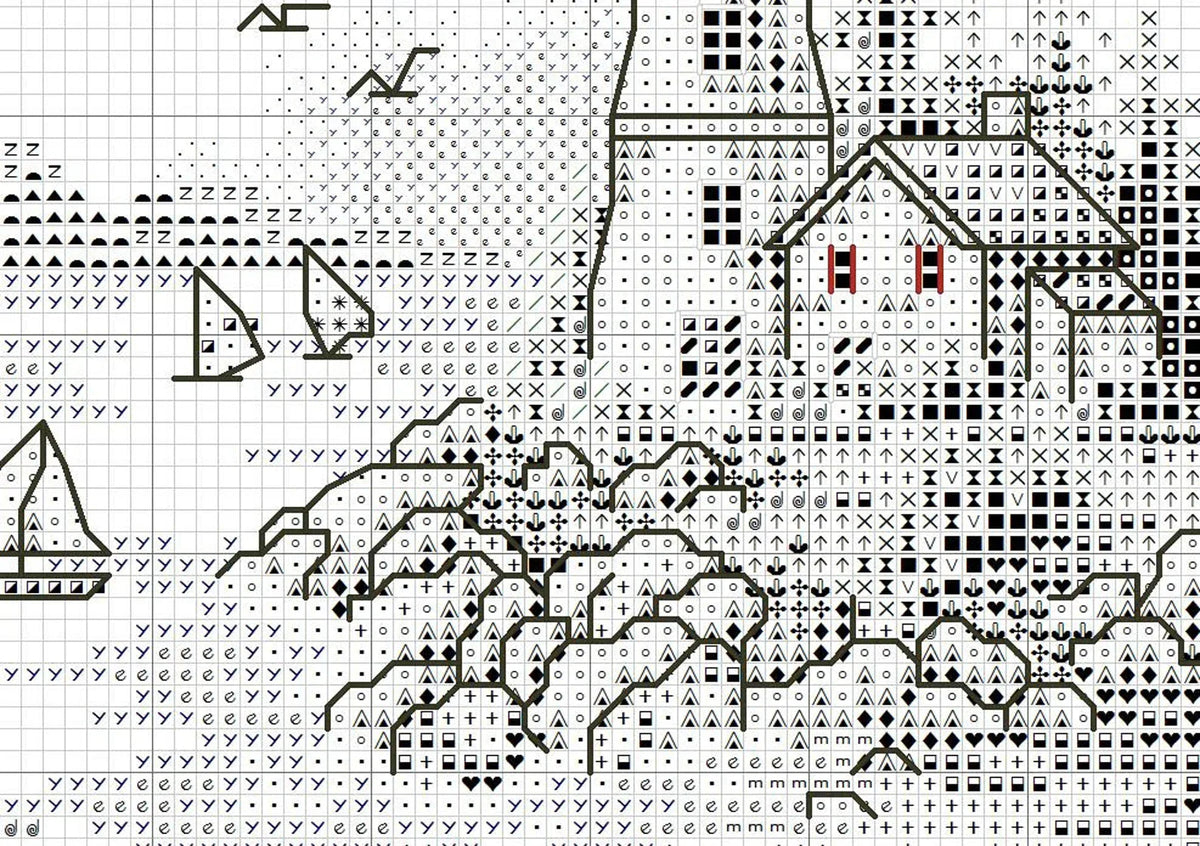 Summer on the Beach Cross Stitch Pattern Digital Pattern Modern Decor Landscape Pattern Hand Embroidery Needlepoint Counted cross stitch