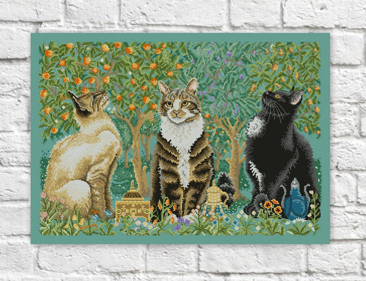 Cats Cross Stitch Pattern Animals Colorful Art DIY X-stitch Chart Needlepoint Pattern Embroidery Chart Printable Instant Download PDF Design