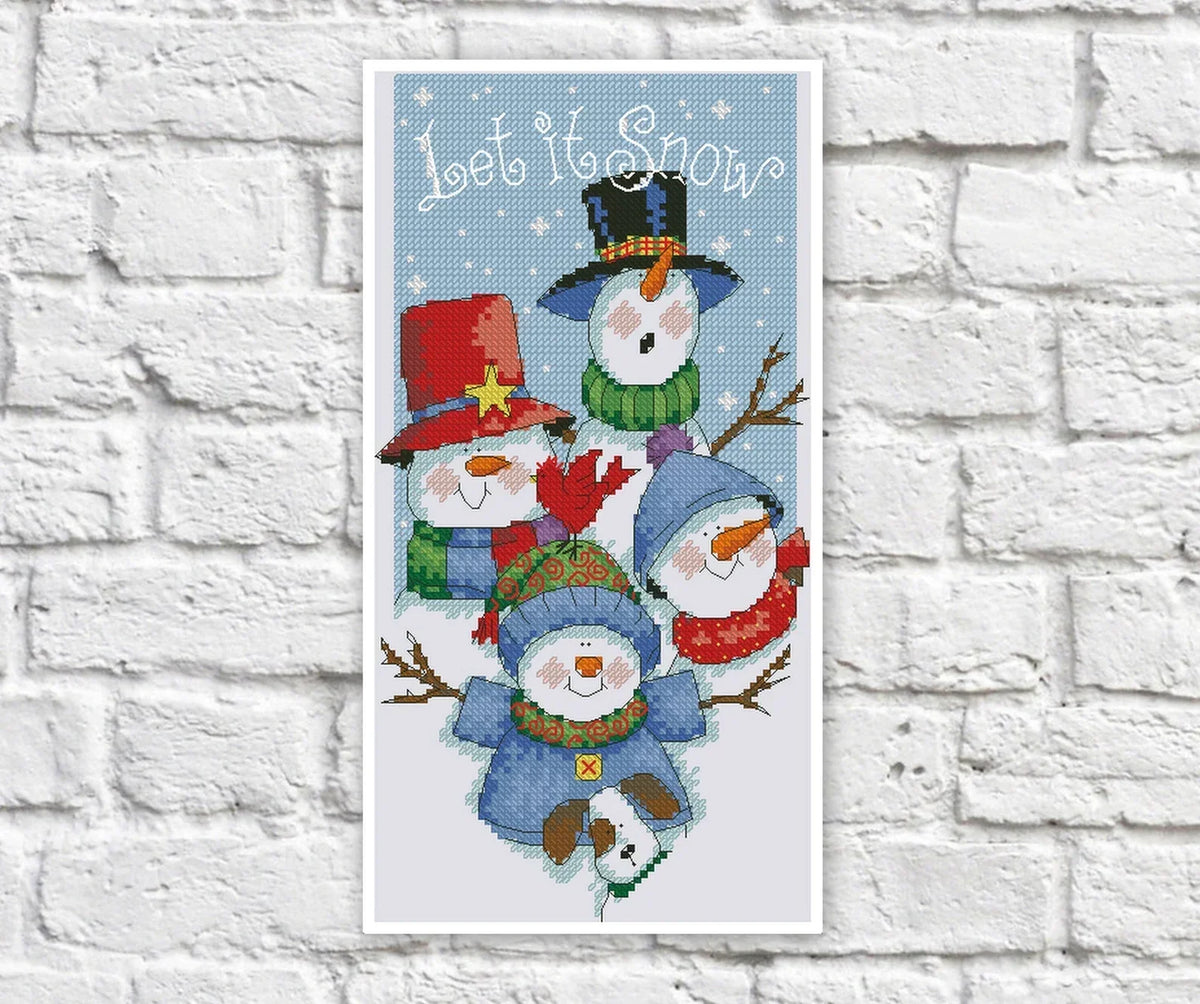 Christmas Snowmen Cross Stitch Pattern Colorful Art DIY X-stitch Chart Needlepoint Embroidery Chart Printable Instant Download PDF Design
