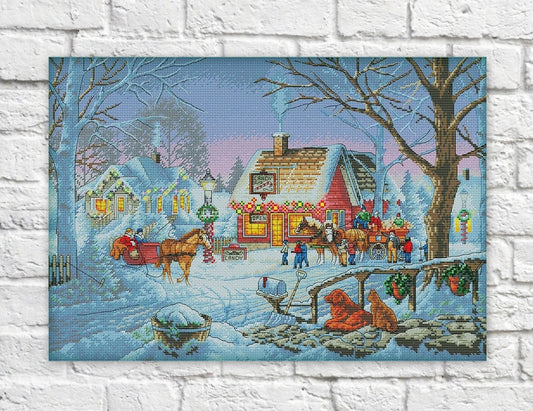 Christmas Cross Stitch Pattern Colorful Art DIY X-stitch Chart Needlepoint Pattern Embroidery Chart Printable Instant Download PDF Design