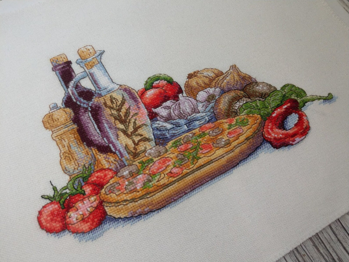 Cross Stitch Pattern "Italian Cuisine. Pizza" DMC Cross Stitch Chart Needlepoint Pattern Embroidery Chart Printable PDF Instant Download