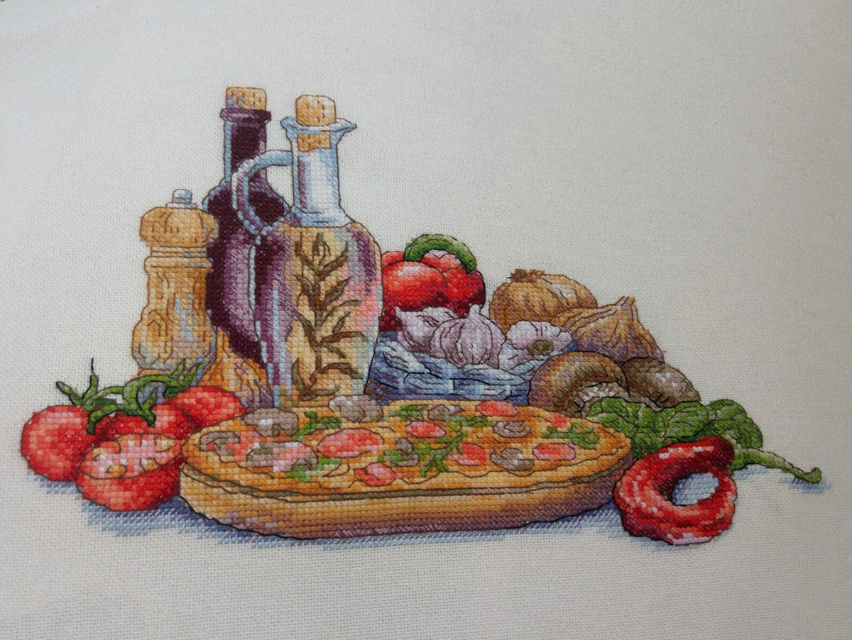Cross Stitch Pattern "Italian Cuisine. Pizza" DMC Cross Stitch Chart Needlepoint Pattern Embroidery Chart Printable PDF Instant Download