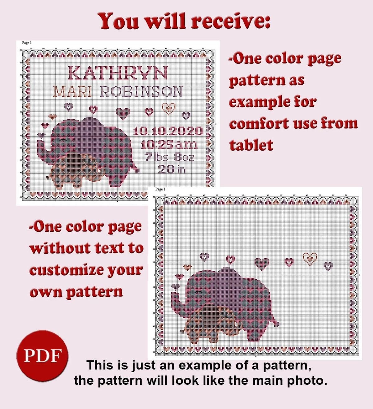 Animals Birth announcement counted cross stitch pattern, Nice Animals kids girl boy Cross Stitch Pattern, PDF file, Digital download