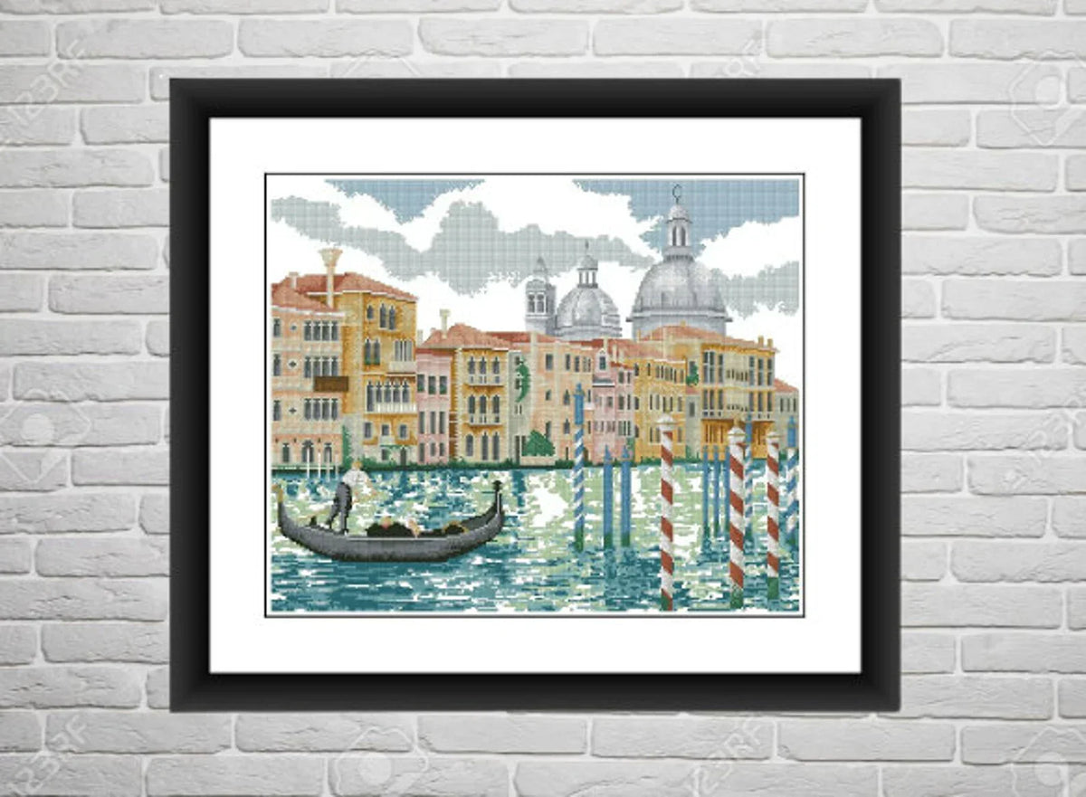 Venice Counted cross stitch pattern İtalian Cityscape Digital cross stitch chart watercolor city cross stitch pattern needlepoint chart