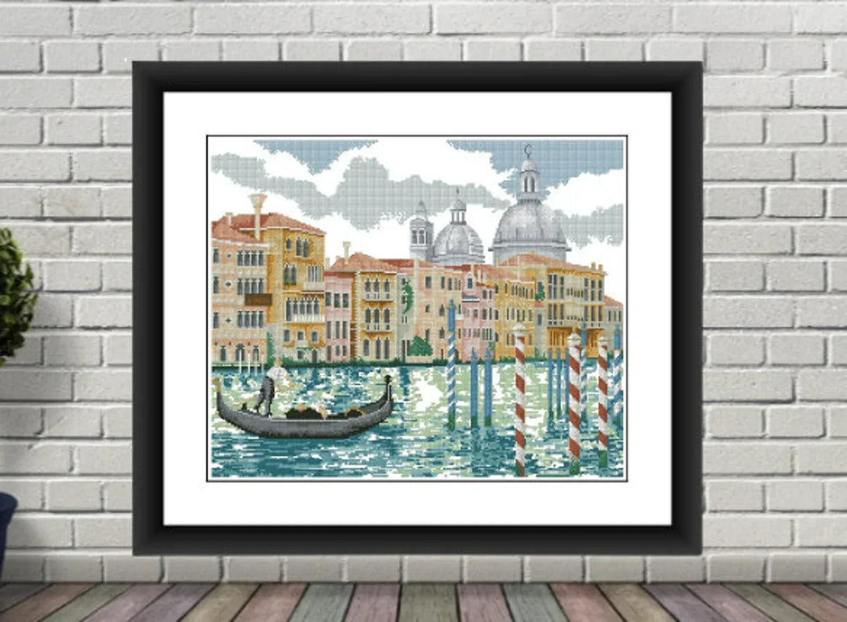 Venice Counted cross stitch pattern İtalian Cityscape Digital cross stitch chart watercolor city cross stitch pattern needlepoint chart