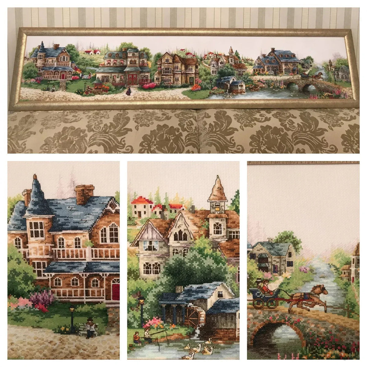 Victorian village Counted cross stitch pdf pattern cottage Digital cross stitch chart city large cross stitch pattern instant download