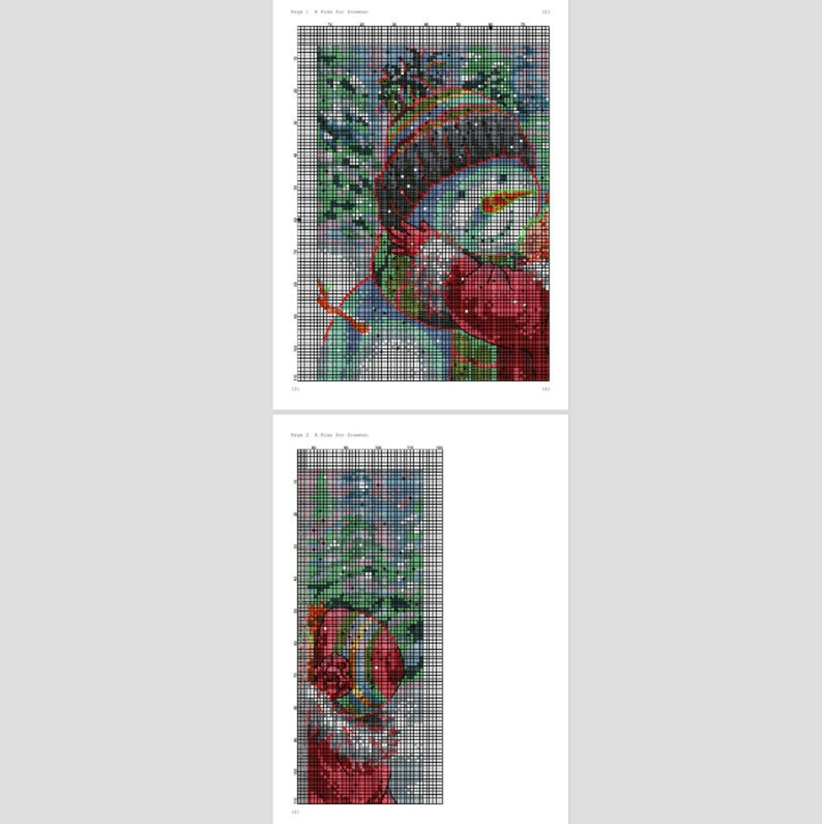 A Kiss for Snowman Cross Stitch Pattern