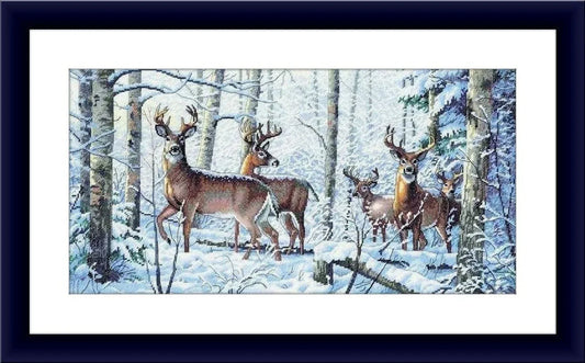 Woodland deer Counted cross stitch pattern PDF winter landscape Digital cross stitch chart woodland deer PDF cross stitch pattern