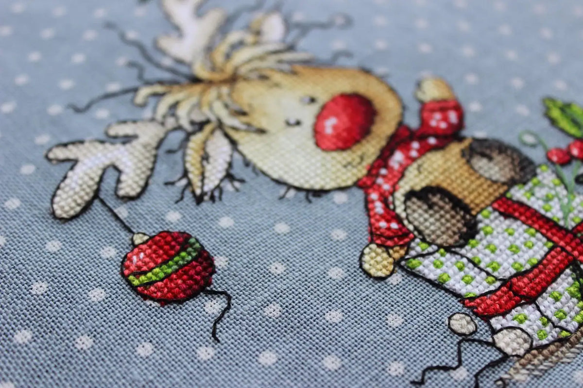 Cross-stitch scheme Christmas deer Embroidery pattern PDF