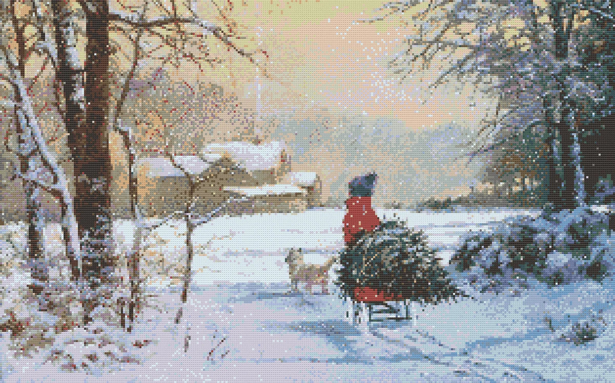Winter Landscape PDF Counted Cross Stitch Pattern, Snowscape Digital Cross Stitch Chart, Winter Woodland PDF, Four Seasons Cross Stitch PDF