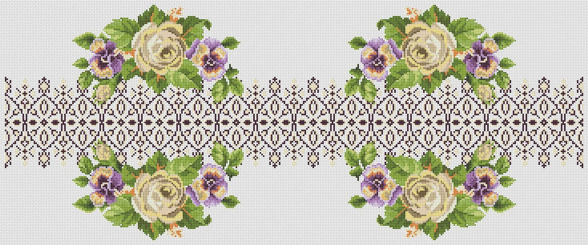 Tablecloth with roses Cross Stitch Pattern Kitchen Table Runner Cross Stitch Pattern Kitchen Decor Hand Embroidery Counted cross stitch