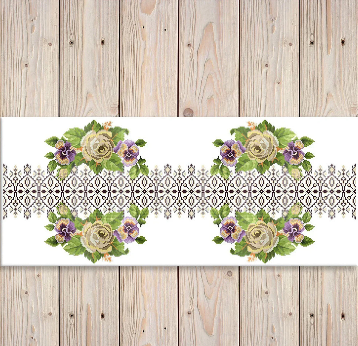 Tablecloth with roses Cross Stitch Pattern Kitchen Table Runner Cross Stitch Pattern Kitchen Decor Hand Embroidery Counted cross stitch