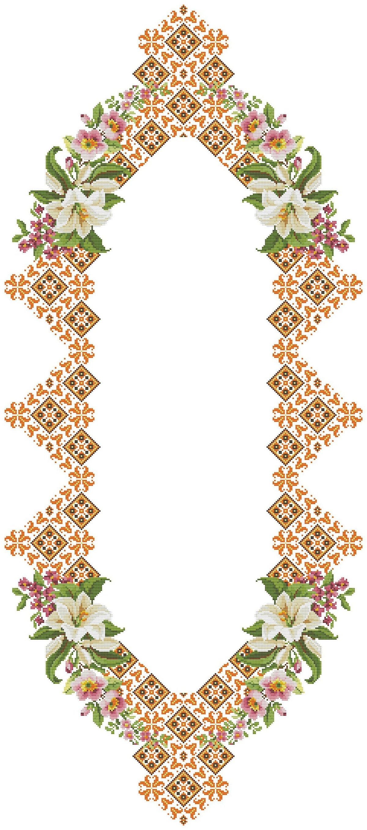 Tablecloth with lilies Cross Stitch Pattern Kitchen Table Runner Cross Stitch Pattern Kitchen Decor Hand Embroidery Ukrainian Geometric