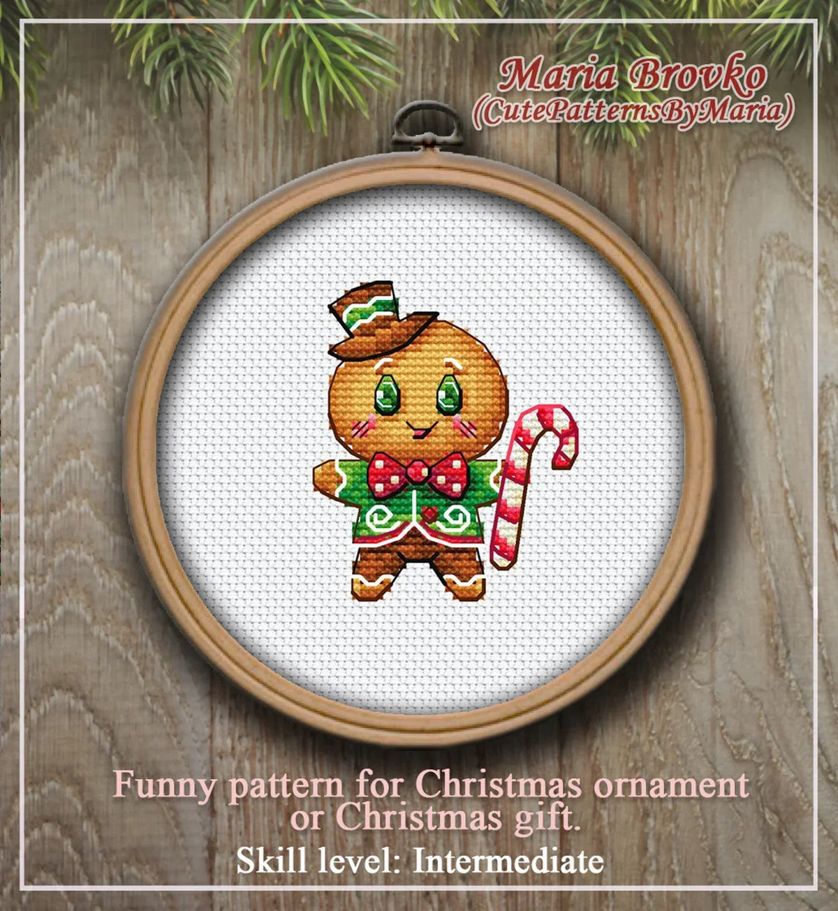 Cross Stitch Pattern Christmas Decor Gingerbread Spirit DMC Chart Printable PDF Instant Download