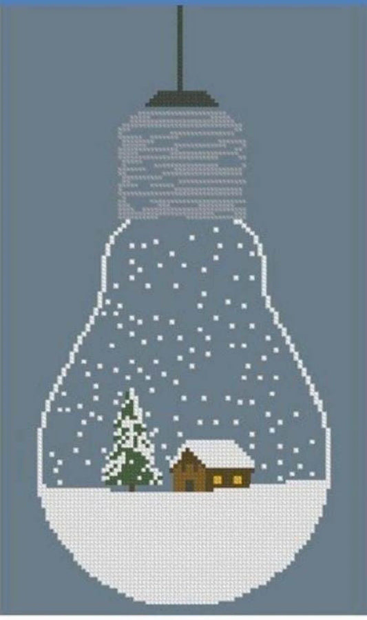 New year tree toy cross stitch pattern, house in snow cross stitch, winter cross stitch, Christmas cross stitch, new year tree cross stitch