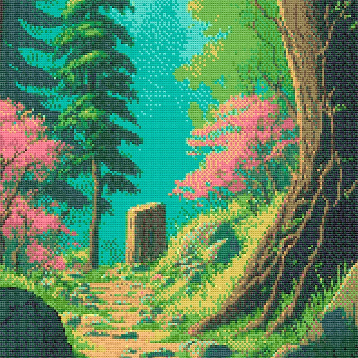 Forest Cross Stitch Pattern | Landscape Cross Stitch Chart Download | Nature Cross Stitch Patterns | Modern Large Counted Cross Stitch PDF