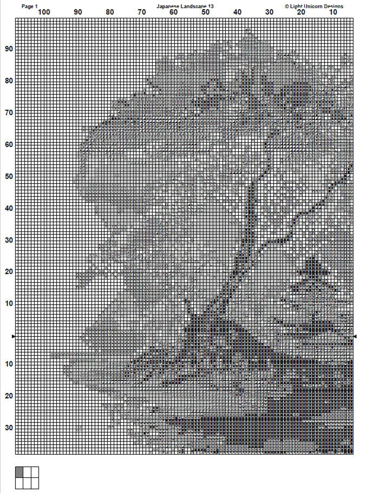 Japanese Landscape Cross Stitch Pattern 13 Instant PDF Download - Cherry Blossom Tree Watercolor Cross Stitch Pattern - Japan Cross Stitch