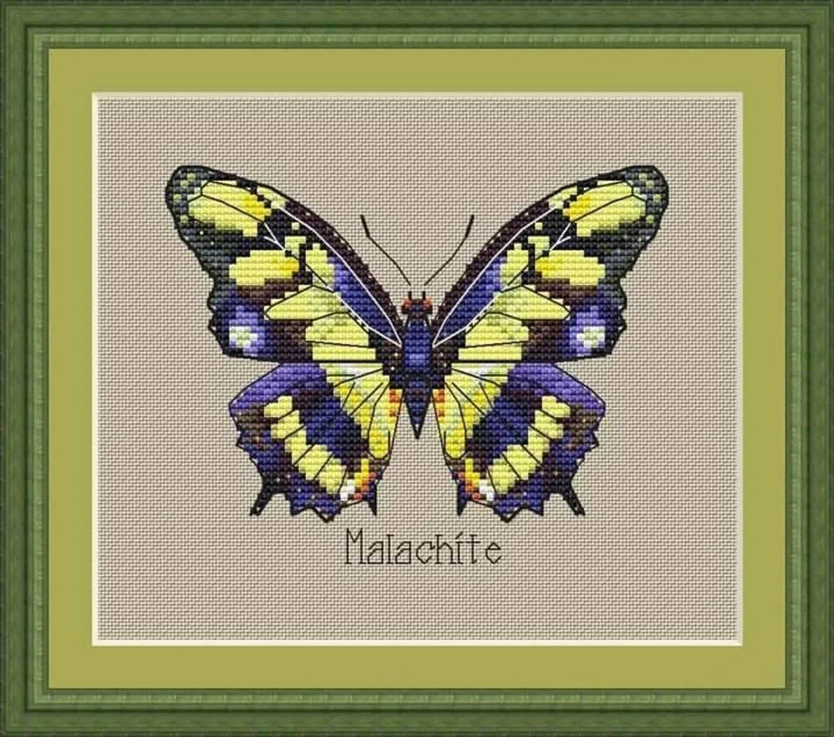 Butterfly cross stitch pattern, malachite butterfly cross stitch pattern