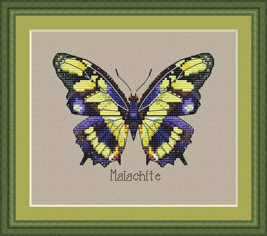 Butterfly cross stitch pattern, malachite butterfly cross stitch pattern